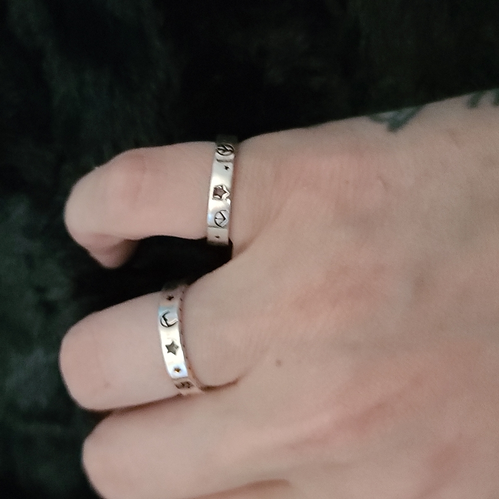 Silver symbol rings (size 4 and size 5)